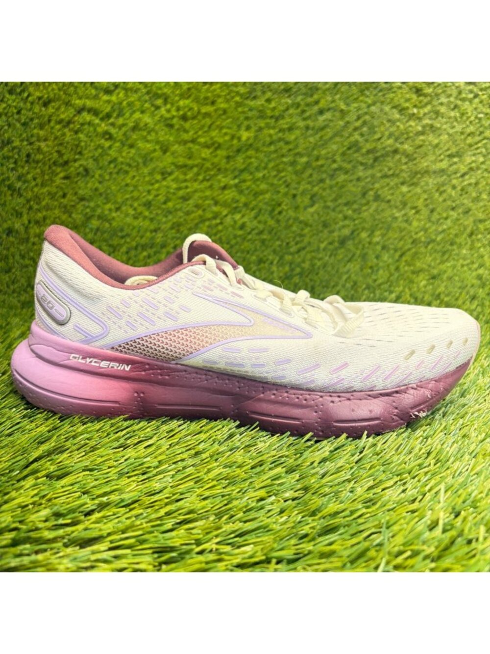 Brooks Glycerin 20 Womens Size 9 White Purple Athletic Running Shoes Sneakers